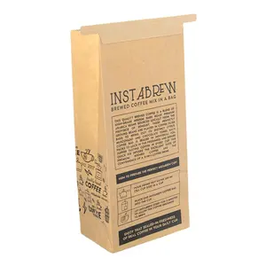 Platte Bodem Kraft Papieren Zak voor Voedsel/rijst/aardappel chip bruin kraftpapier zakken met Tin Stropdas