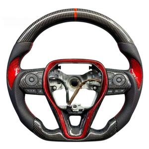Volante de Fibra de Carbono Forjado Rojo Hecho a Mano Personalizado para Toyota Camry L LE XLE <span class=keywords><strong>SE</strong></span> XSE TRD Avalon de 8ª Generación - Product Image 4