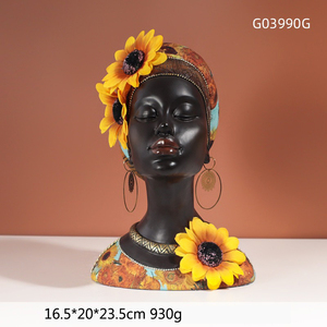 Statue d'artisanat en résine de femme africaine, sculpture de dame <span class=keywords><strong>noire</strong></span>, décoration élégante pour la maison, ornement de bureau, cadeau artistique pour femmes - Product Image 3