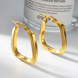 Pendientes de Aro Cuadrados de Acero Inoxidable Chapados en Oro de 18K, Resistentes al Agua, Sin Deslustre, Joyería Minimalista Diaria para Mujer - Product Image 4