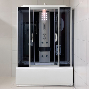 Cabina de Ducha de Vapor Rectangular de Lujo de 170 x 85 cm con Frente Curvo, Sin Marco, Apertura Deslizante, Aluminio Cepillado de 5 mm, Rectangular, para Baño - Product Image 1