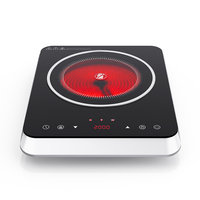 Cuisinière infrarouge électrique 2 en 1, plaque chauffante en céramique 2000W, plaque chauffante portable avec écran tactile numérique