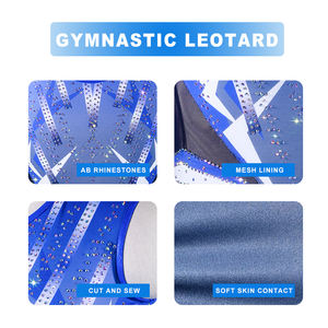 カスタムユニセックスチームプリントロゴラインストーン軽量抗菌クイックドライリバーシブル体操レオタードダンスコスチュームスーツ - Product Image 4
