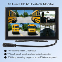Monitor de Coche con Pantalla de 10.1 Pulgadas, Sistema de Monitoreo de 6 Canales, Funciones Adicionales Opcionales, Múltiples Idiomas