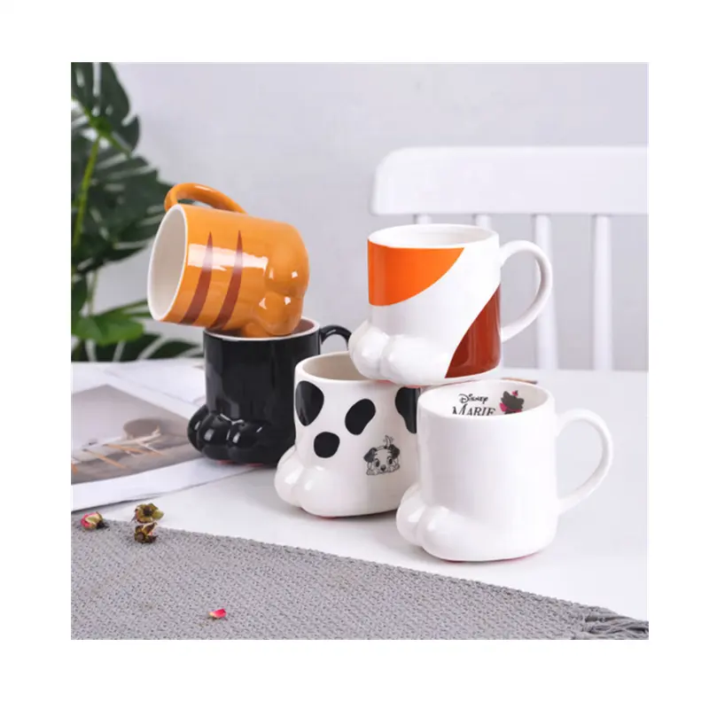 Hot Bán 5 Màu Đáng Yêu 3D Animal Cat Của Paws Gốm Tea Mug