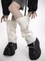 Chaussettes déchirées décontractées pour femme, respirantes en polyester, longueur genou, style JK empilé, simples et tendance