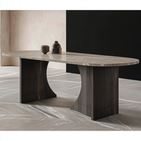 Nouvelles conceptions de table à manger carrée moderne en marbre brun, ensembles de salle à manger avec 8 chaises, meubles de luxe écologiques