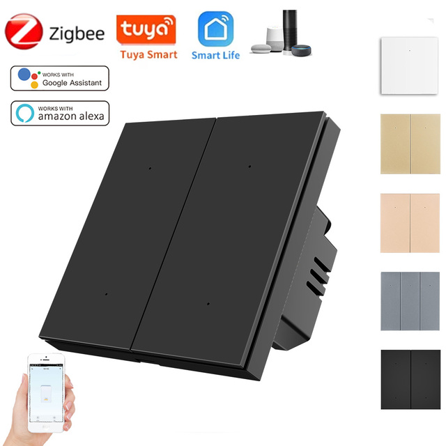 Home Automation Tuya Zigbee Switch Push Button 1 2 3 4 Gang Smart Life App Voice Control Electric Wall Light Switches