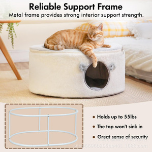Lit pour animaux de compagnie en peluche, grande capacité, fermé et amovible, vente en gros pour chats et chiens, type grotte - Product Image 5