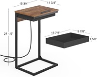 Bureau d'angle en forme de C avec station de charge et table d'appoint 45 °   Bureau d'étude inclinable pour ordinateur portable, table de chevet Z-35