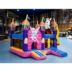 Château gonflable commercial à thème féerique avec toboggan et zone de saut licorne pour la location, les événements et les fêtes - Product Image 2