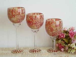 กระเบื้องโมเสคเชิงเทียนแก้วสีเขียวเข้มสวย, เชิงเทียน, ถ้วย - Product Image 4