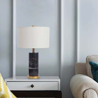Lampe de table moderne en nickel brossé avec interrupteur à intensité variable, lampe de table de projet avec base en béton et marbre pour hôtels et centres commerciaux