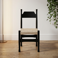 Chaise de salle à manger en bois massif au design antique, avec dossier en rotin floral vintage, pour la maison et l'hôtel