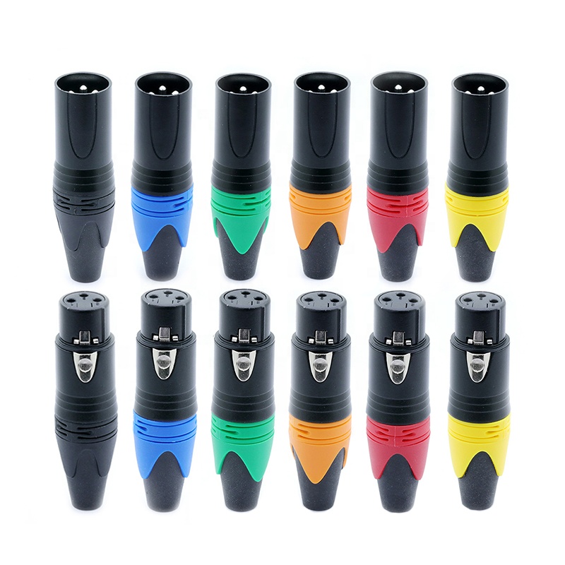 3PIN XLR connector Microphone plug male female adapter MIC wire connector 7 colors offer 1set M/F