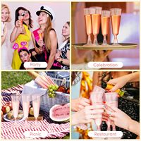 Gobelet à champagne jetable en plastique PS transparent rose moderne et élégant Mingyu, pour les fêtes, les bars, les cocktails, l'eau pétillante