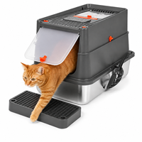 Bac à litière pour chat en acier inoxydable, extra-large, anti-odeur, facile à nettoyer, anti-éclaboussures, non-absorbant