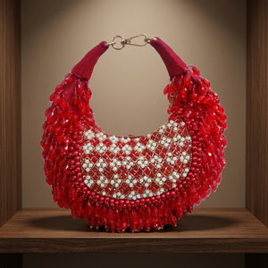 Traditional Indian Classic Soft Suede Tassel <b>Mirror</b> Work Flap Bag Women Party Evening Handbag Bridal Wedding Purse Casual - Product Image 2