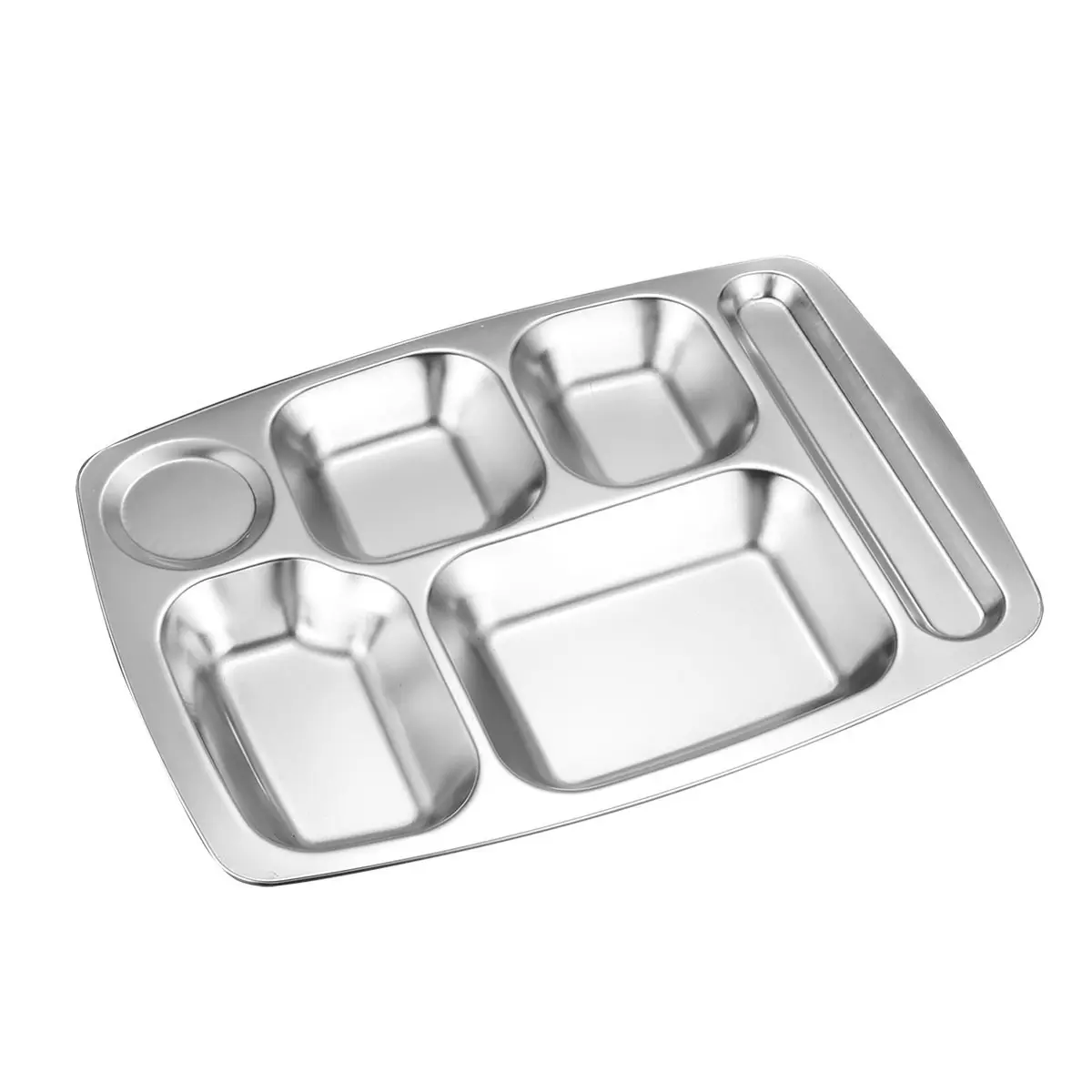 food grade high quality stainless steel 5/6 compartment school lunch tray dinner plate fast food serving tray