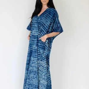 100% coton indien femmes caftan main bloc impression robe musulmane pour la fête décontracté et tenue de bureau avec taille naturelle - Product Image 1