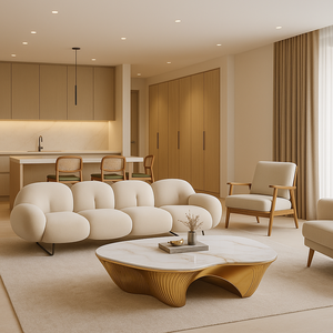 Villa Combination Modern <b>Wooden</b> <b>Frame</b> Fabric Single <b>Sofa</b> Chair Simple Module Lounge <b>Sofa</b> Living Room Hotel Apartment - Product Image 5
