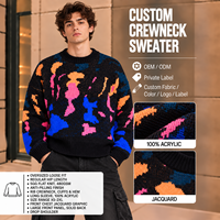 Pull ras du cou oversize pour homme en acrylique anti-boulochage, tricot jacquard 5GG, motif camouflage, vente en gros