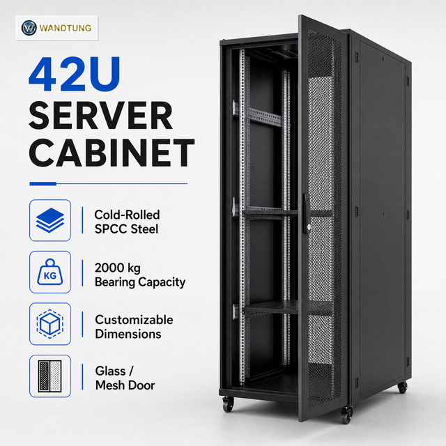OEM SPCC Cold Rolled Steel 42U Standard Server Rack Cabinet for Data Center Network Use 19inch Mesh Door Server Cabinet