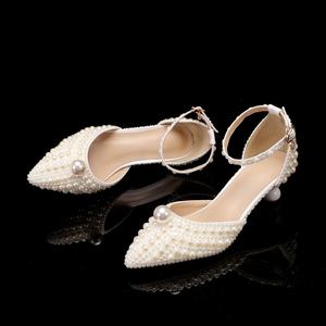 Sandalias de Tacón Alto Versátiles para Mujer, Tacón de 5 cm con Cuentas, Zapatos de Tacón para Boda, Sandalias de Punta para Fiesta y Banquete - Product Image 6