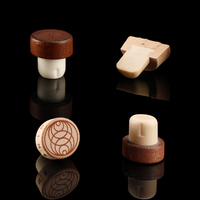 Bouchon en liège synthétique en forme de T, couleur or rose, personnalisé, anti-fuite, avec logo sur mesure et taille adaptée pour bouteilles