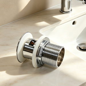 Robinet de vidange de lavabo <span class=keywords><strong>en</strong></span> laiton massif à clapet, avec trop-plein à fente G1 1/4, chromé, bouchon captif, installation sans clé par serrage manuel - Product Image 3