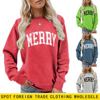Pour Wish Independent Store : Sweat à capuche décontracté chic pour femme, personnalisé avec la lettre MERRY ajourée noir et blanc, collection automne/hiver
