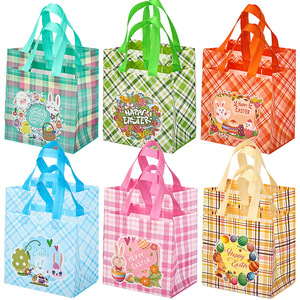 Xu Han <b>Easter</b> Tote <b>Bags</b> 21x20x15cm Non Woven <b>Gift</b> <b>Bags</b> With Bunny Print For Holiday Candy Packaging - Product Image 1