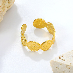 European Style Open <b>Ring</b> For Women 18K Gold Plated Floral Pattern Elegant Design Gift Jewelry - Product Image 4