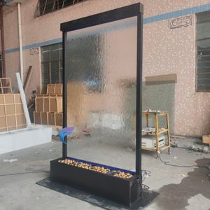 Fuente de agua en cascada con pared de cristal transparente para decoración de jardín y hogar con luz LED - Product Image 4