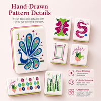 Ensemble de Mahjong américain moderne de luxe romantique rouge rose, 160 tuiles en acrylique, portable pour le divertissement et les rassemblements sociaux
