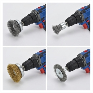 <span class=keywords><strong>Brosse</strong></span> métallique transfrontalière à tige hexagonale en acier à haute teneur en carbone, à manche en <span class=keywords><strong>bois</strong></span>, électrique, en forme de bol, multi-diamètres, <span class=keywords><strong>pour</strong></span> dérouillage et polissage - Product Image 4