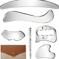 Ensemble de 6 Gua Sha en acier inoxydable avec sac de rangement en feutre, outil de massage pour la relaxation musculaire et les soins de santé