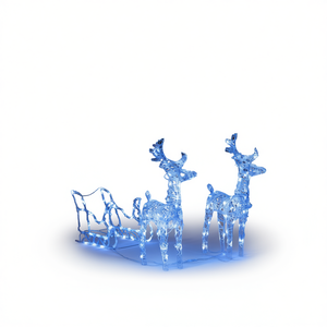 Renos y Trineo Navideños Inflables de Acrílico para Decoración de Jardín, 51.2 Pulgadas, con Luces LED Azules - Product Image 1