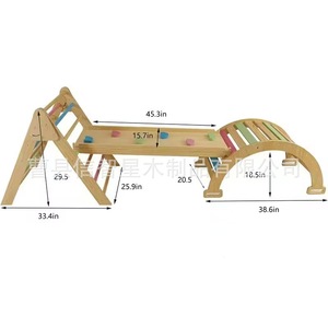 Structure d'escalade en bois pour enfants, 45,3 pouces, équipement d'éducation précoce trois en un pour enfants de 2 à 4 ans - Product Image 1