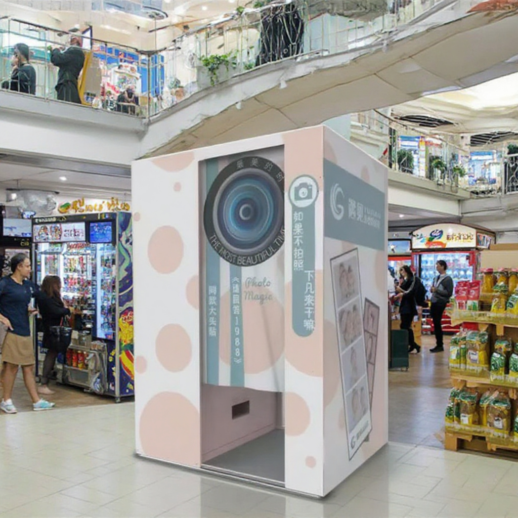 Коммерческая Корейская фотобудка для селфи на заказ для торговых центров с принтером и фотокамерой, торговый автомат