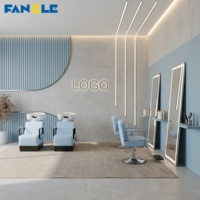 Station de coiffure tout-en-un personnalisée avec fauteuil de lavage, fauteuil de barbier, bac en céramique et lit de lavage pour soins capillaires