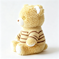 Adorable ours en peluche à poils bouclés avec pull rayé en tricot, doux et confortable, compagnon de compagnie, cadeau, jouet en peluche