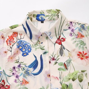 SHENZHU Camicette da Donna Estive Nuove Chic alla Moda con Stampa Floreale in <span class=keywords><strong>Raso</strong></span>, Camicie Vintage a Maniche Lunghe, Bluse Eleganti - Product Image 3