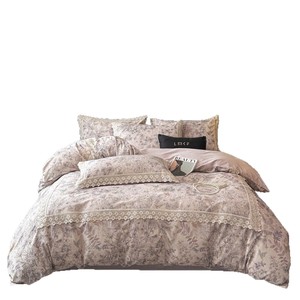 100% Cotton Floral Lace <b>Bedding</b> <b>Set</b> 4-Piece Autumn Winter Duvet Cover Sheet <b>Set</b> - Product Image 5