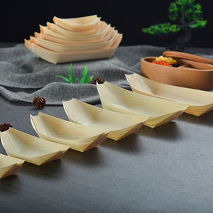 Bateau à <span class=keywords><strong>sushi</strong></span> en bois bambou, 50 cm, plateau jetable sur mesure en forme de baies - Product Image 4