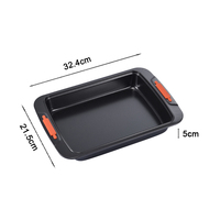 Loyang Panggang Persegi Panjang Anti Lengket Ramah Lingkungan dari Baja Karbon dengan Gagang Silikon Tebal 0.6mm, Aman untuk Oven/Pencuci Piring, Bergaya dan Fungsional