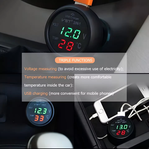 Универсальный 3 в 1 тройной функция 12 В 24 В автомобильный вольт метр автоматический СВЕТОДИОДНЫЙ Цифровой Вольтметр Манометр USB зарядное устройство - Product Image 4