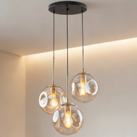 Lampe suspendue de luxe en verre ambré E27 à 3 têtes pour salle à manger, style nordique, pour comptoir de bar