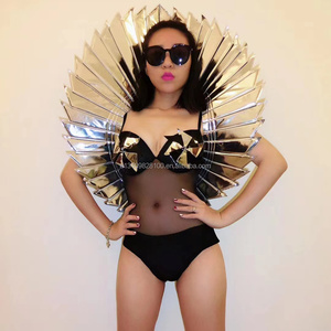Costume gonflable une pièce pour femmes, ensemble féminin, <span class=keywords><strong>noir</strong></span>, argent, avec avant et arrière plan - Product Image 4