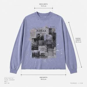 Camiseta de Manga Larga Oversize para Hombre, Estilo Streetwear, Personalizada, de Algodón Grueso, Vintage, Lavada, Desgastada, con Estampado de Fotos en Collage - Product Image 2